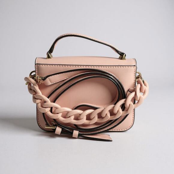 Guess Mini Crossbody Top Handle Bag - Light Pink Faux Leather - Picture 2 of 3